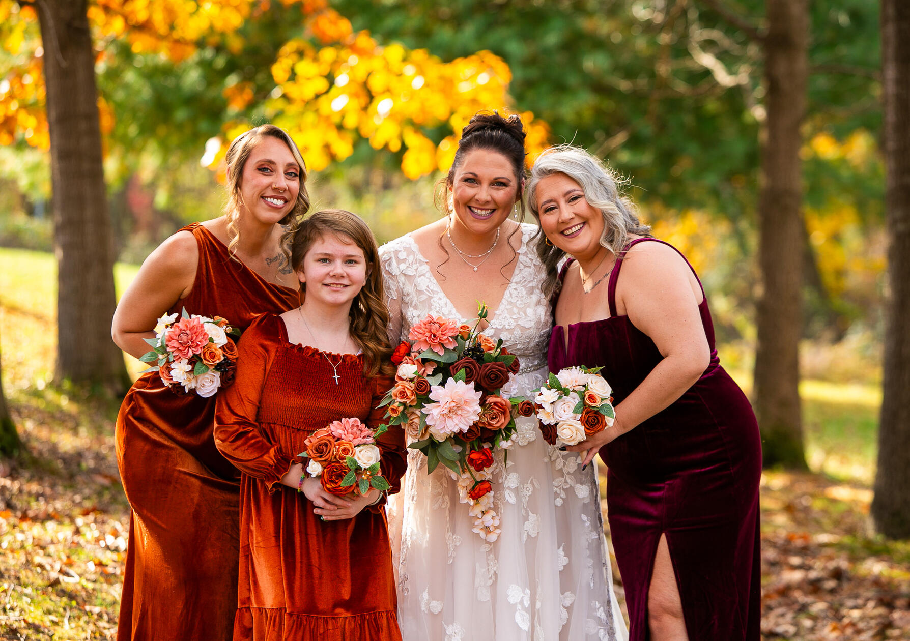 PA Wedding Rust & Maroon Bridesmaids in Fall PA Wedding Rust & Maroon Bridesmaids in Fall